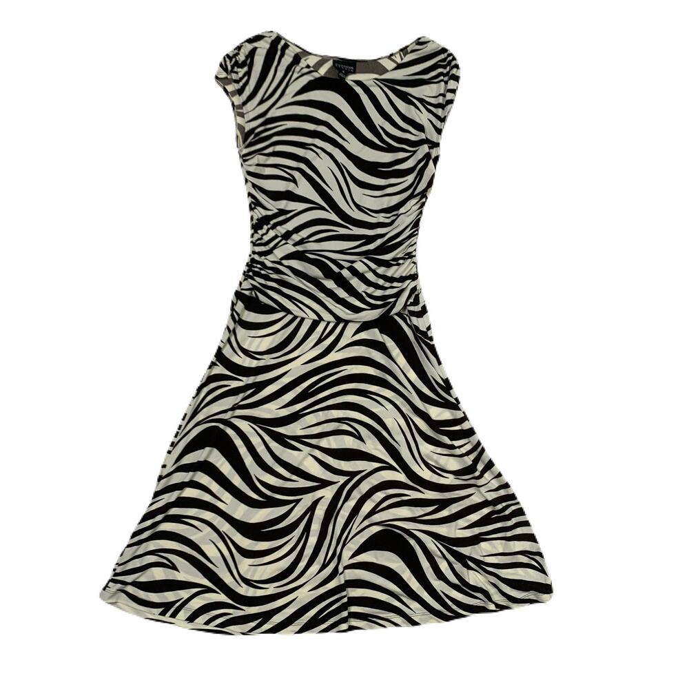 Y2K Brown Zebra Print Fit Flare Glam Ruched Dress 04